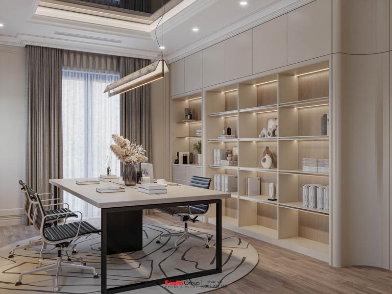 Thiết kế biệt thự Tân Cổ Điển 4 tầng - Kiệt tác kiến trúc đầy mê hoặc giữa lòng thành phố Cảng 175 Tủ sách kịch trần thiết kế mở