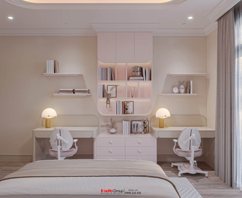 Thiết kế biệt thự Tân Cổ Điển 4 tầng - Kiệt tác kiến trúc đầy mê hoặc giữa lòng thành phố Cảng 173 Bàn học đôi xinh xắn giúp 2 bé thoải mái học tập