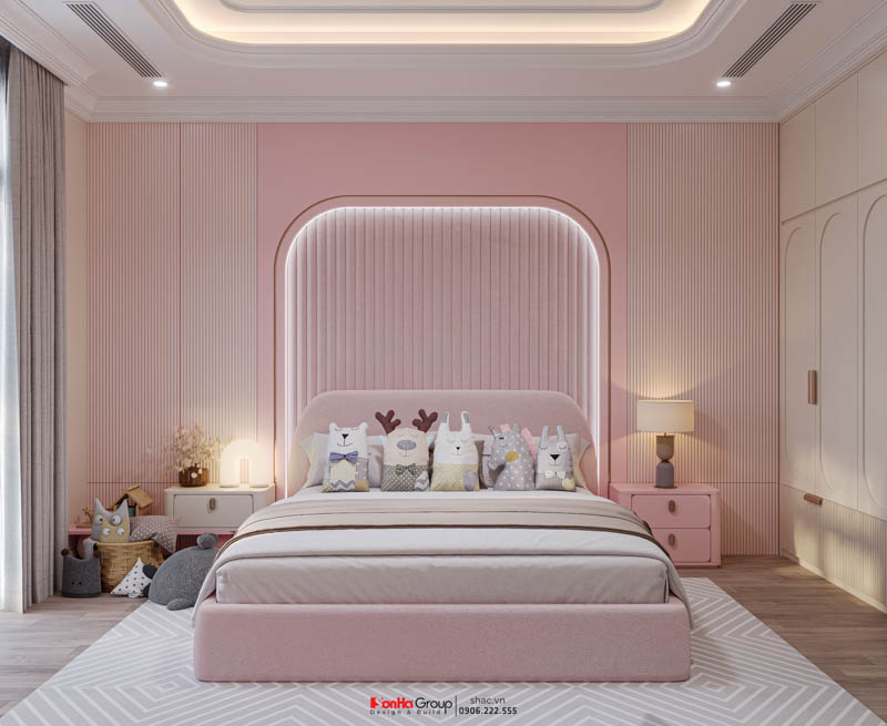 Thiết kế biệt thự Tân Cổ Điển 4 tầng - Kiệt tác kiến trúc đầy mê hoặc giữa lòng thành phố Cảng 170 Phòng ngủ hai con gái - Không gian ngọt ngào, tinh tế và khơi dậy cảm hứng sáng tạo