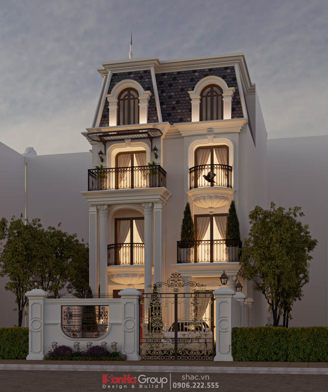 Thiết kế biệt thự Tân Cổ Điển 4 tầng - Kiệt tác kiến trúc đầy mê hoặc giữa lòng thành phố Cảng 183 Biệt thự Tân Cổ Điển 4 tầng, tuyệt tác nghệ thuật trong kiến trúc