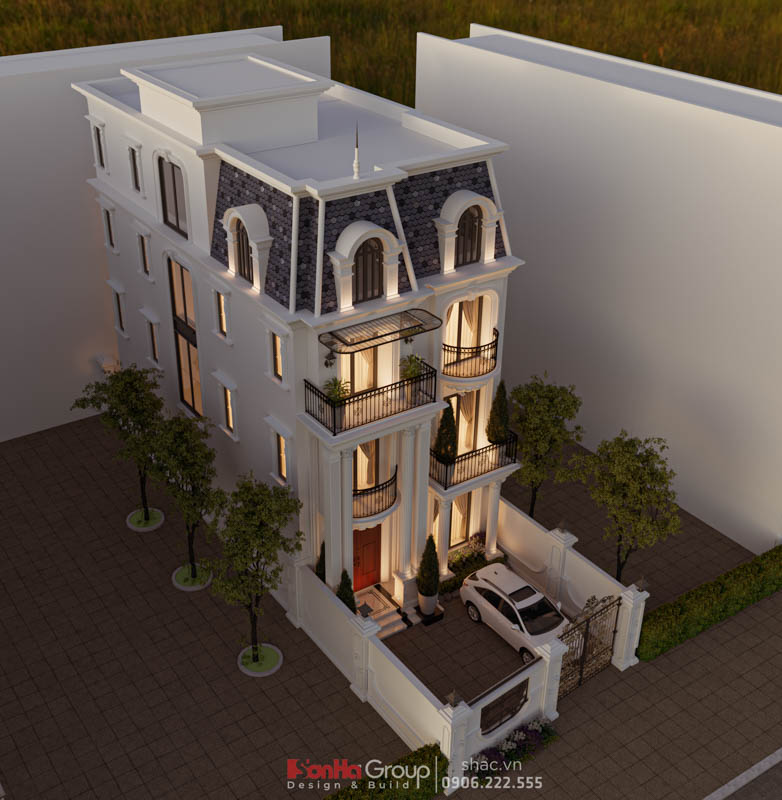 Thiết kế biệt thự Tân Cổ Điển 4 tầng - Kiệt tác kiến trúc đầy mê hoặc giữa lòng thành phố Cảng 155 Thiết kế biệt thự Tân Cổ Điển 4 tầng mái Mansard