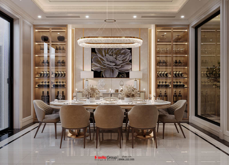 Thiết kế biệt thự Tân Cổ Điển 4 tầng - Kiệt tác kiến trúc đầy mê hoặc giữa lòng thành phố Cảng 162 Thiết kế biệt thự Tân Cổ Điển 4 tầng - Phòng bếp - ăn xa hoa