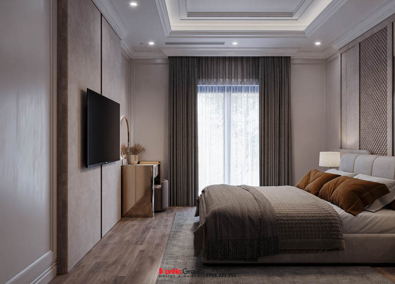 Thiết kế biệt thự Tân Cổ Điển 4 tầng - Kiệt tác kiến trúc đầy mê hoặc giữa lòng thành phố Cảng 164 Thiết kế biệt thự Tân Cổ Điển 4 tầng - Phòng ngủ tầng 2