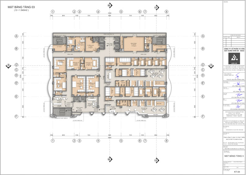 Thiết kế khách sạn Labala Hotel: Biểu tượng kiến trúc Địa Trung Hải kết hợp Tân Cổ Điển tại Hà Nam 34 Thiết kế khách sạn Labala Hotel - Mặt bằng tầng 3