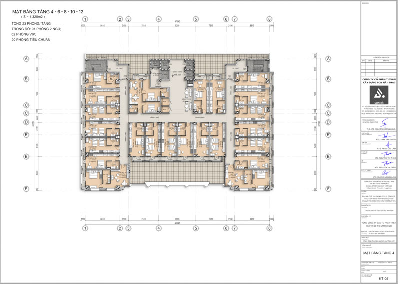 Thiết kế khách sạn Labala Hotel: Biểu tượng kiến trúc Địa Trung Hải kết hợp Tân Cổ Điển tại Hà Nam 35 Thiết kế khách sạn Labala Hotel - Mặt bằng tầng 4-6-8-10-12