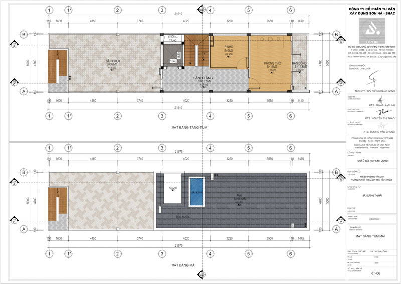 Thiết kế biệt thự hiện đại 5 tầng 1 tum kết hợp kinh doanh tại Hà Nam - mặt bằng tầng tum, mái