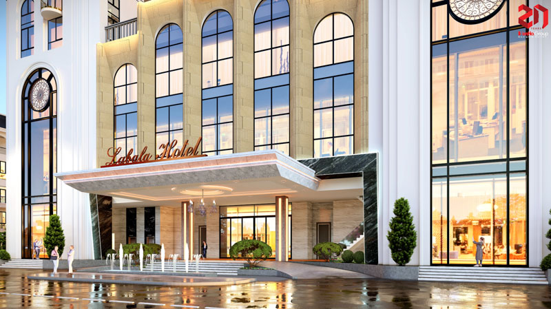 Thiết kế khách sạn Labala Hotel: Biểu tượng kiến trúc Địa Trung Hải kết hợp Tân Cổ Điển tại Hà Nam 41 Mặt tiền khách sạn đẹp