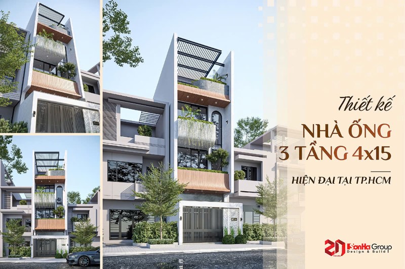 Thiết kế nhà ống 3 tầng 4x15 hiện đại tại TP.HCM