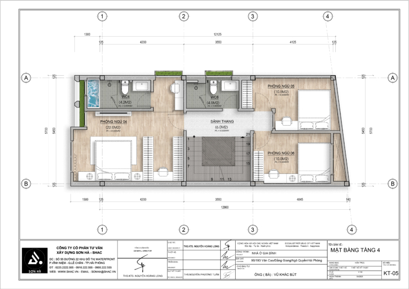 Thiết kế nhà ống hiện đại 5 - Mặt bằng tầng 4
