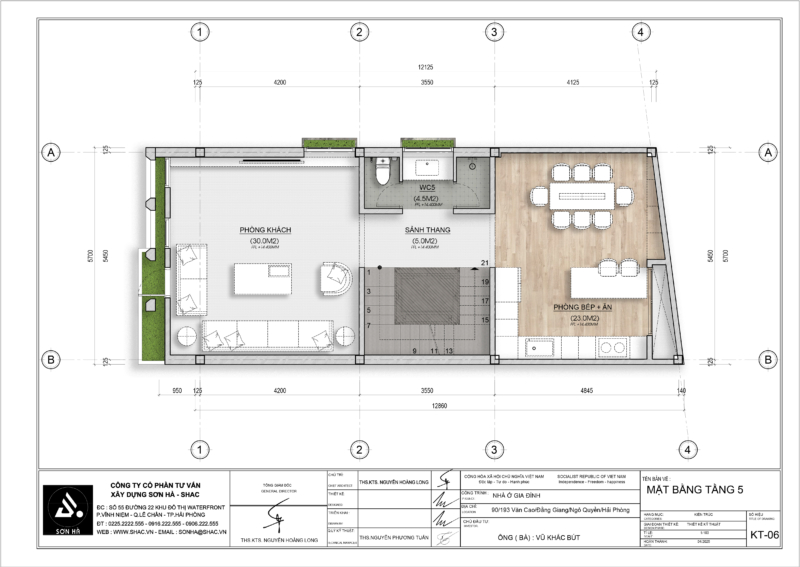 Mẫu nhà ống hiện đại 5 - Mặt bằng tầng 5