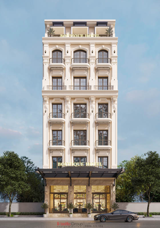 Thiết kế khách sạn mini đẹp 7 tầng tại Hưng Yên