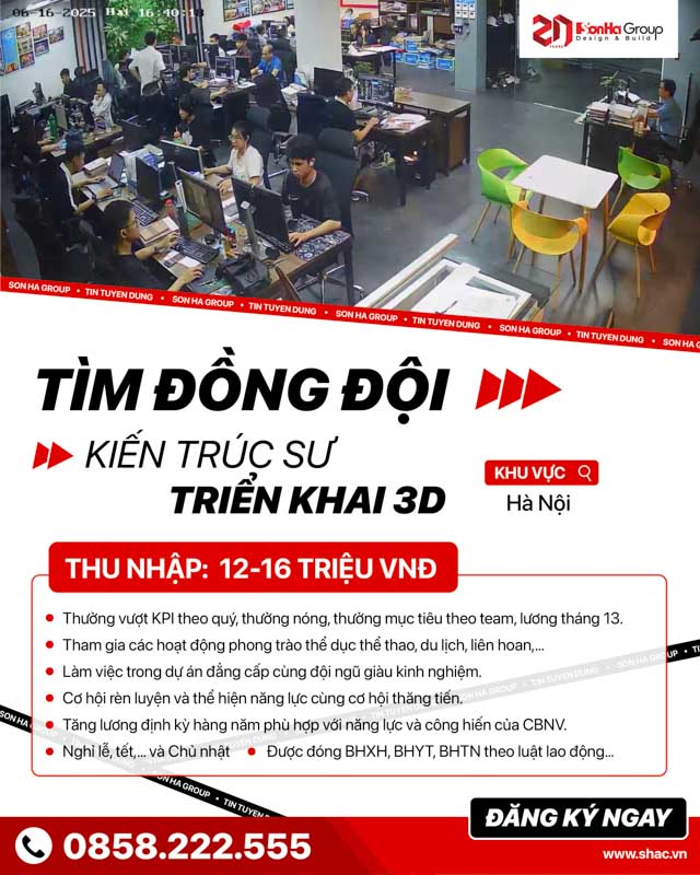 SƠN HÀ GROUP TUYỂN DỤNG KIẾN TRÚC SƯ DIỄN HOẠ 3D TẠI HÀ NỘI 1 Sơn Hà Group tuyển dụng kiến trúc sư triển khai 3D tại Hà Nội