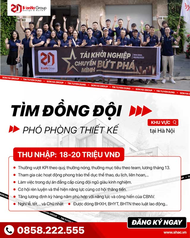 SƠN HÀ GROUP TUYỂN DỤNG PHÓ PHÒNG THIẾT KẾ TẠI HÀ NỘI 1 SƠN HÀ GROUP TUYỂN DỤNG VỊ TRÍ PHÓ PHÒNG THIẾT KẾ TẠI HÀ NỘI