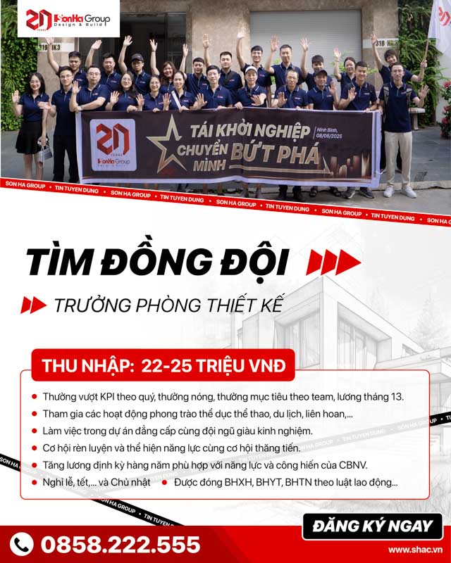 SƠN HÀ GROUP TUYỂN DỤNG TRƯỞNG PHÒNG THIẾT KẾ TẠI HÀ NỘI 1 Sơn Hà Group tuyển dụng Trưởng phòng thiết kế tại Hà Nội