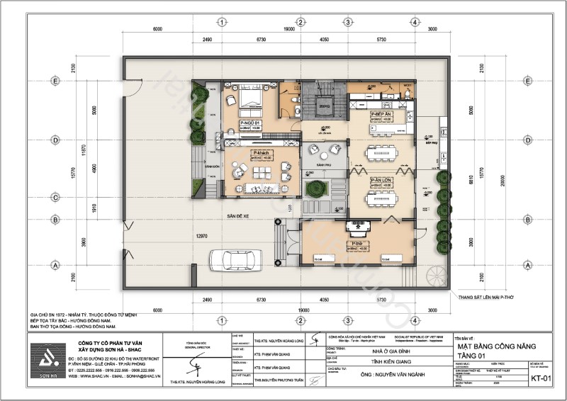 Mặt bằng tầng 1 biệt thự hiện đại 3 tầng tại Kiên Giang