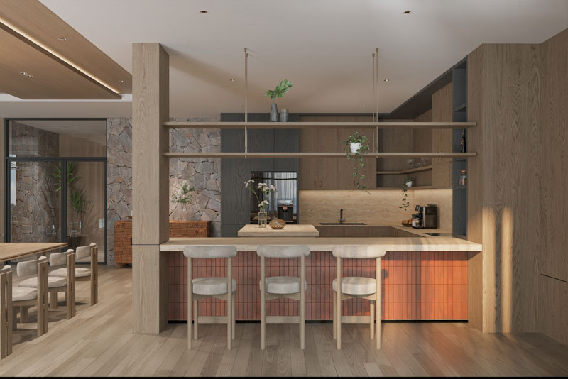 Bungalow Hòn Rồng - Nghệ Thuật Thiết Kế Nội Thất Biệt Thự Nghỉ Dưỡng Giữa Lòng Vân Đồn 11 Phòng bếp mở nơi kết nối những xúc cảm thân thương