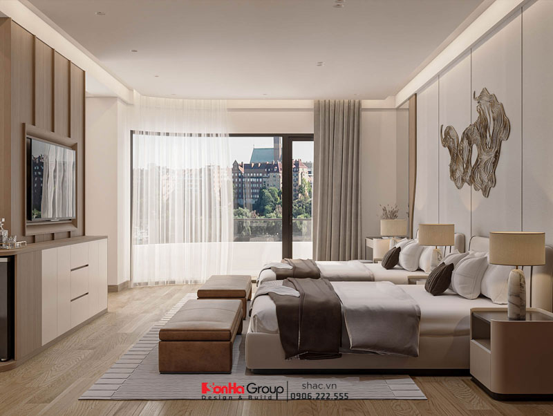 Phòng ngủ nghỉ dưỡng trong Bungalow Hòn Rồng - Vân Đồn