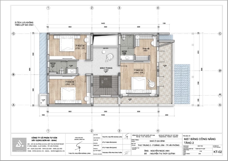 Biệt thự 3 tầng hiện đại mái Nhật - Mặt bằng tầng 2