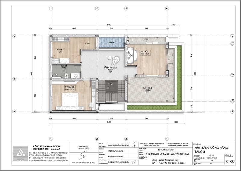 Biệt thự 3 tầng hiện đại mái Nhật - Mặt bằng tầng 3