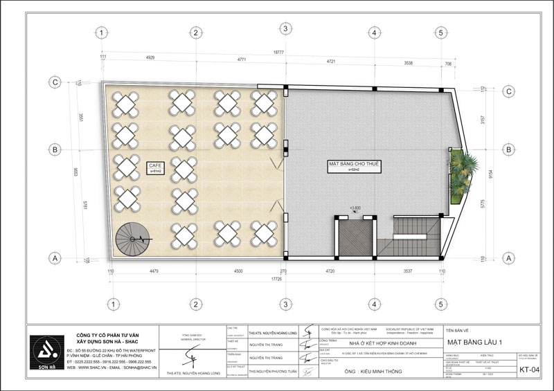 Thiết kế biệt thự hiện đại kết hợp kinh doanh- mặt bằng lầu 1