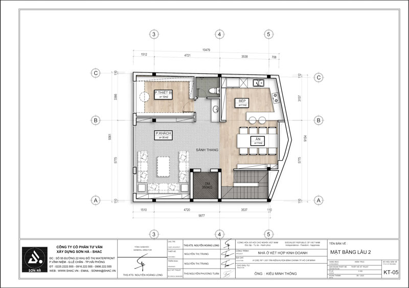 Thiết kế biệt thự hiện đại kết hợp kinh doanh- mặt bằng lầu 2