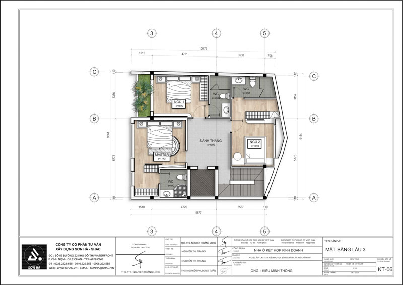 Thiết kế biệt thự hiện đại kết hợp kinh doanh- mặt bằng lầu 3