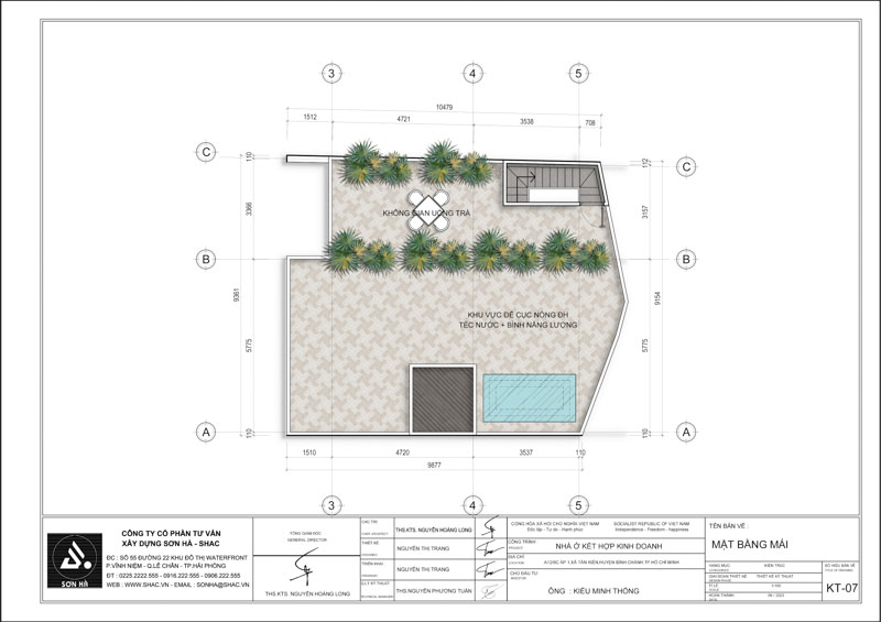 Thiết kế biệt thự hiện đại kết hợp kinh doanh- mặt bằng tầng mái