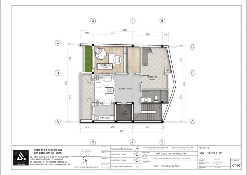 Thiết kế biệt thự hiện đại kết hợp kinh doanh- mặt bằng tầng tum