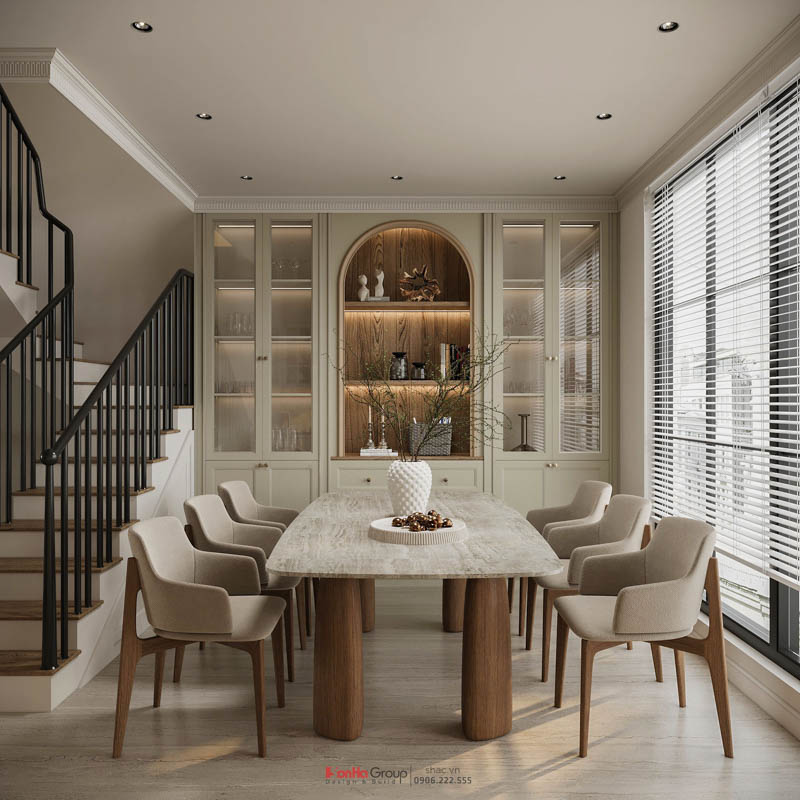 Thiết kế nội thất Vinhomes Vũ Yên Hải Phòng - Chạm cảm xúc sang trọng trong từng chi tiết 5 Bàn ăn với mặt đá marble