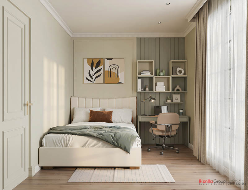 Hành trình “giải cứu” căn biệt thự Tân Cổ Điển nhiều lỗi sai của gia chủ ở Hải Phòng của Sơn Hà Group 73 Thi công nội thất biệt thự - Phòng ngủ con