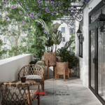 Ban công ngập tràn ánh sáng và cây xanh tầng 2