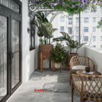 Ban công ngập tràn ánh sáng và cây xanh tầng 2