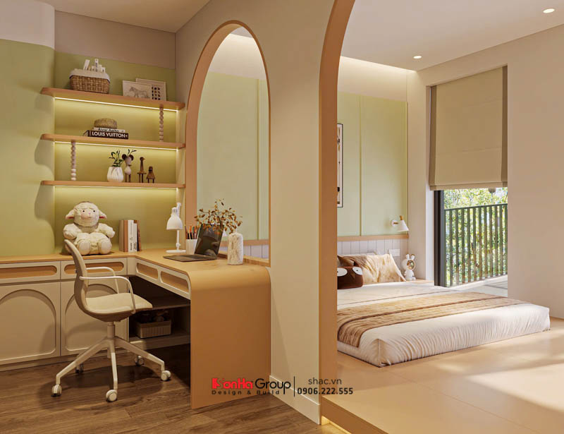 Giải pháp thiết kế và thi công nội thất biệt thự 4 tầng 1 tum hiện đại 143 Nội thất bo tròn cạnh an toàn với trẻ nhỏ