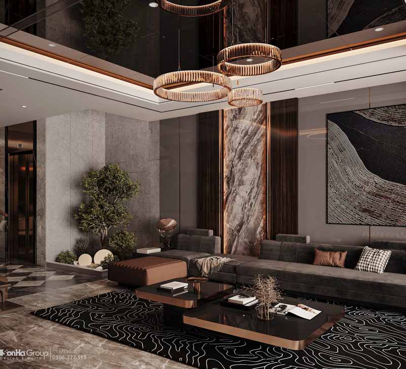 Giải pháp thiết kế và thi công nội thất biệt thự 4 tầng 1 tum hiện đại 1