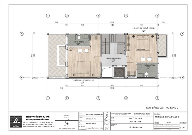 Giải pháp thiết kế và thi công nội thất biệt thự 4 tầng 1 tum hiện đại 132 Mặt bằng tầng 3
