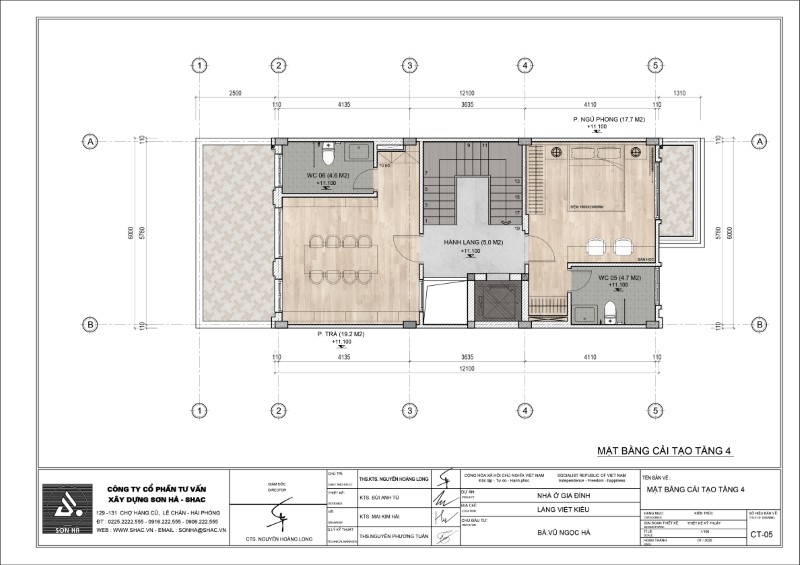 Giải pháp thiết kế và thi công nội thất biệt thự 4 tầng 1 tum hiện đại 133 Mặt bằng tầng 4