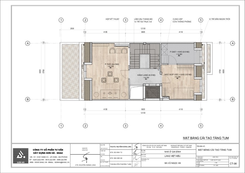 Giải pháp thiết kế và thi công nội thất biệt thự 4 tầng 1 tum hiện đại 134 Mặt bằng tầng tum