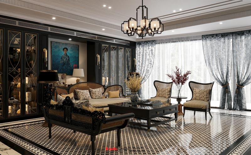 Phong cách kiến trúc Đông Dương trong thời đại mới: Giữ gìn di sản, tạo nên dấu ấn riêng 13 Phòng khách phong cách Indochine