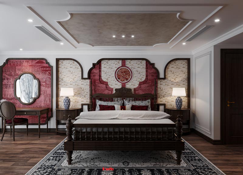 Thiết kế nhà ống Indochine 6 tầng - Kiến tạo không gian sống sang trọng và tinh tế giữa lòng Hà Nội 151 Phòng ngủ Master đẳng cấp