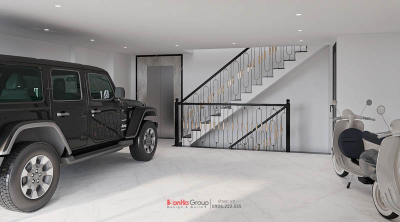 Thiết kế nhà ống Indochine 6 tầng - Kiến tạo không gian sống sang trọng và tinh tế giữa lòng Hà Nội 133 Gara để xe