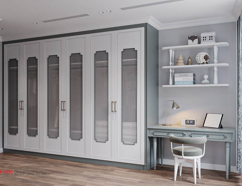 Thiết kế nhà ống Indochine 6 tầng - Kiến tạo không gian sống sang trọng và tinh tế giữa lòng Hà Nội 145 Hệ tủ quần áo âm tường đặc trưng phong cách Đông Dương