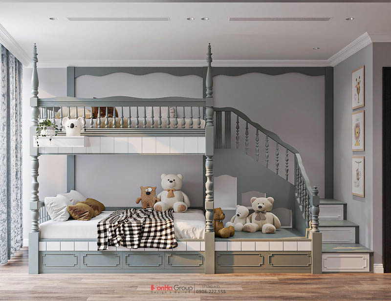 Thiết kế nhà ống Indochine 6 tầng - Kiến tạo không gian sống sang trọng và tinh tế giữa lòng Hà Nội 144 Phòng ngủ con trai tầng 3