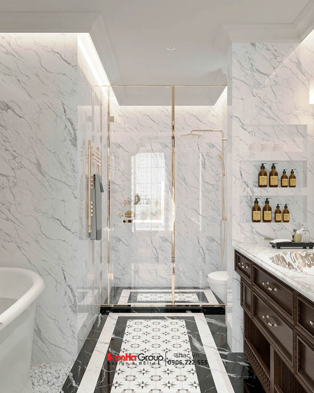 Thiết kế nhà ống Indochine 6 tầng - Kiến tạo không gian sống sang trọng và tinh tế giữa lòng Hà Nội 155 WC phòng ngủ master