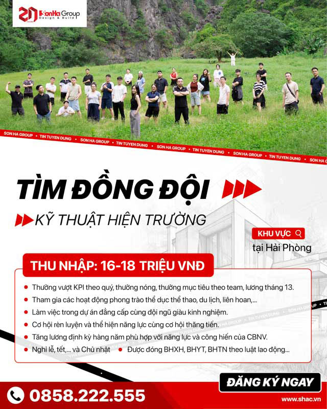 SƠN HÀ GROUP TUYỂN DỤNG KỸ THUẬT HIỆN TRƯỜNG TẠI HẢI PHÒNG 1 Sơn Hà Group tuyển dụng Kỹ thuật hiện trường tại Hải Phòng tháng 6/2026