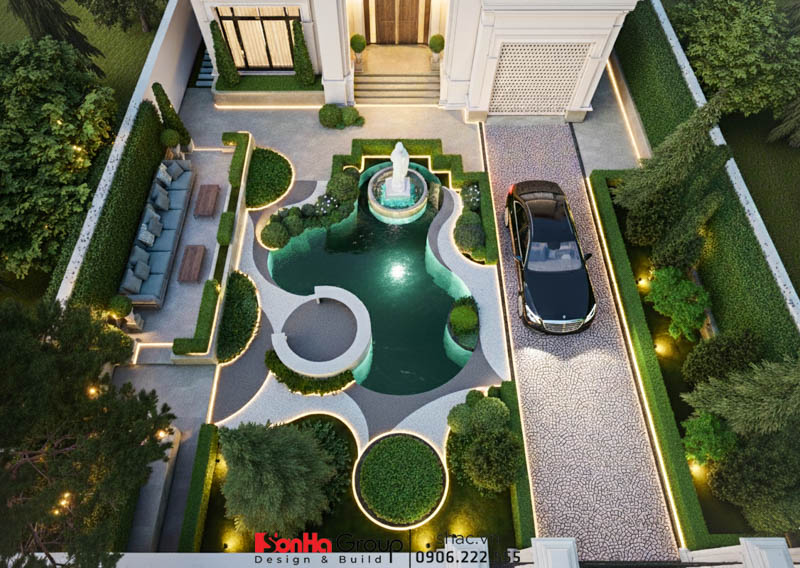 Biệt thự tân cổ điển 2 tầng mái Nhật - Giải pháp thiết kế dành cho không gian sống nghỉ dưỡng của Việt kiều trở về quê hương 2 Biệt thự tân cổ điển 2 tầng mái Nhật với không gian sân vườn xanh mướt