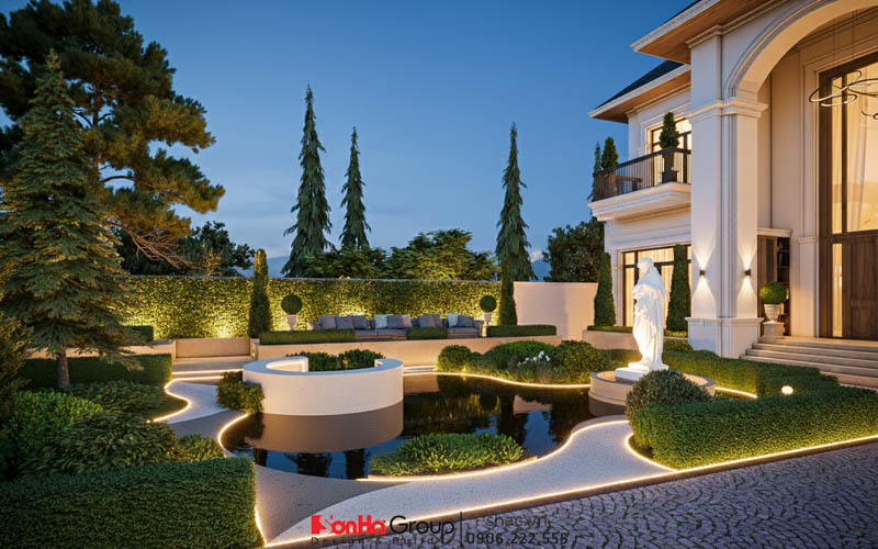 Biệt thự tân cổ điển 2 tầng mái Nhật - Giải pháp thiết kế dành cho không gian sống nghỉ dưỡng của Việt kiều trở về quê hương 21 Hồ nước điều hòa khí hậu - Giải pháp sân vườn biệt thự