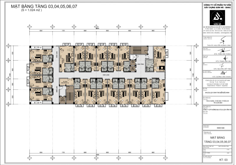 Mặt bằng tầng 3-7