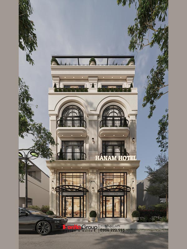 Thiết kế khách sạn mini tân cổ điển tại Ninh Bình - Giải pháp đầu tư bền vững 2 Ngôn ngữ tân cổ điển - lãng mạn nhưng tinh giản