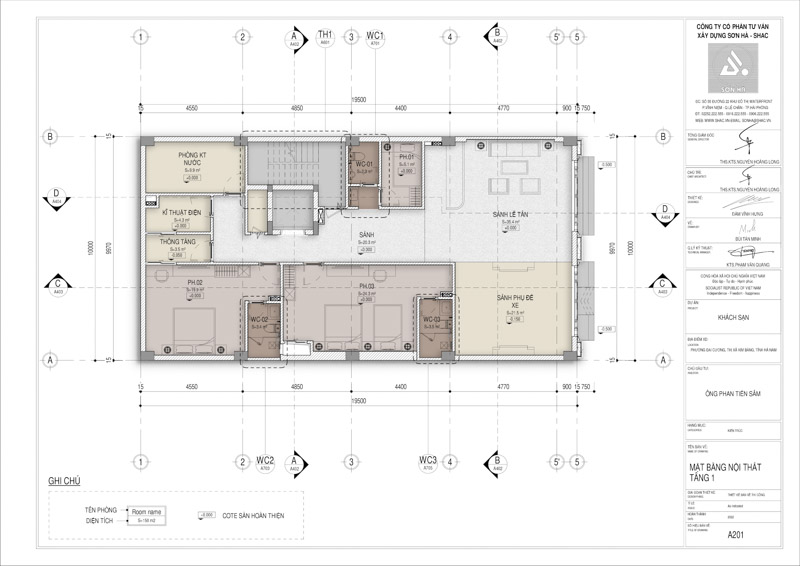 Thiết kế khách sạn mini tân cổ điển tại Ninh Bình - Giải pháp đầu tư bền vững 23 Thiết kế khách sạn mini tại Ninh Bình - Mặt bằng tầng 1