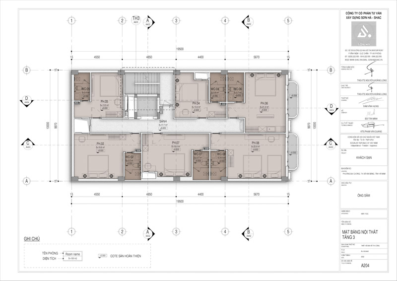 Thiết kế khách sạn mini tân cổ điển tại Ninh Bình - Giải pháp đầu tư bền vững 26 Thiết kế khách sạn mini tân cổ điển tại Ninh Bình - Mặt bằng tầng 3